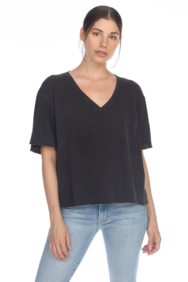 CHARLIE V-NECK SHORT SLEEVE BOYFRIEND TEE