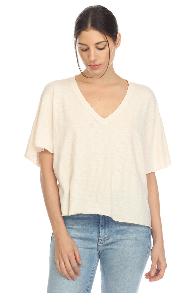 CHARLIE V-NECK SHORT SLEEVE BOYFRIEND TEE