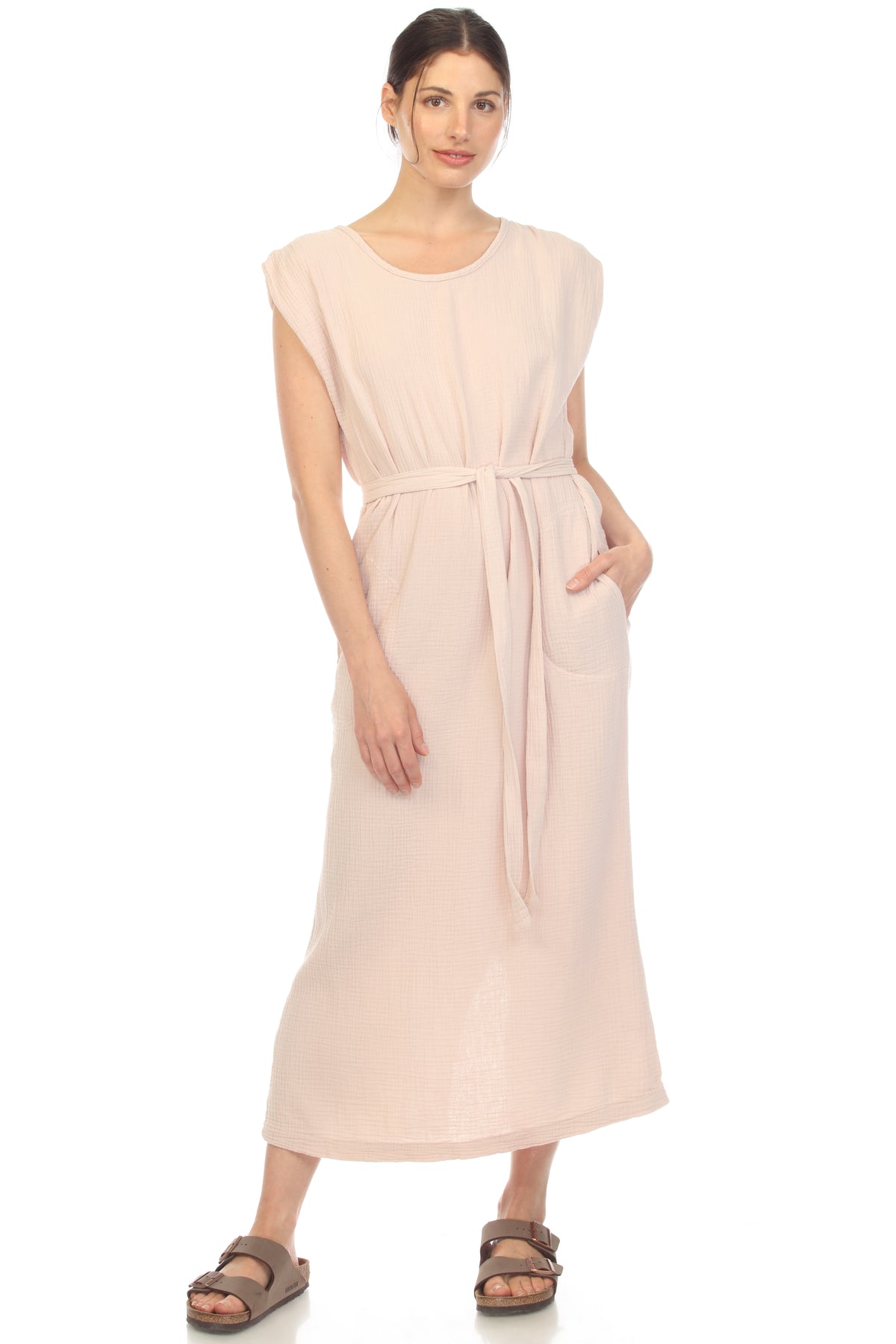 Gauze Crew Midi Dress