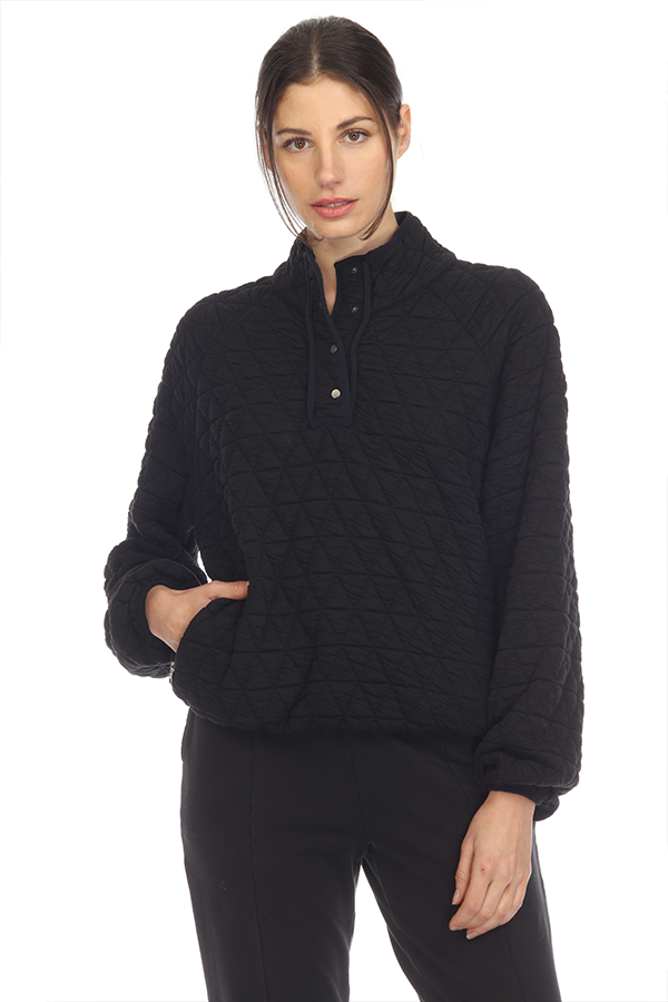 QUILTED SNAP PULLOVER