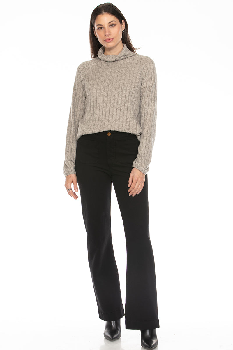 LUSH MELANGE RIB SLOUCHY TURTLENECK