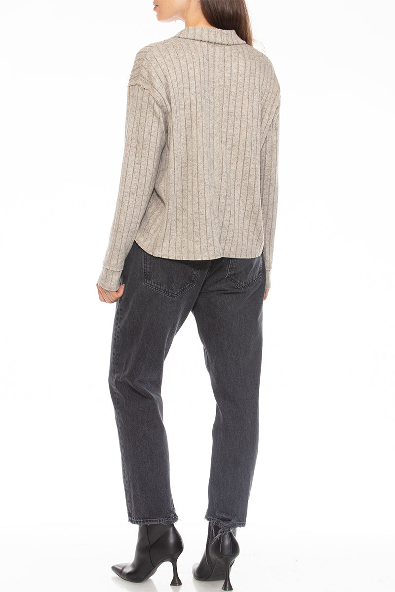 LUSH MELANGE RIB SLOUCHY TURTLENECK