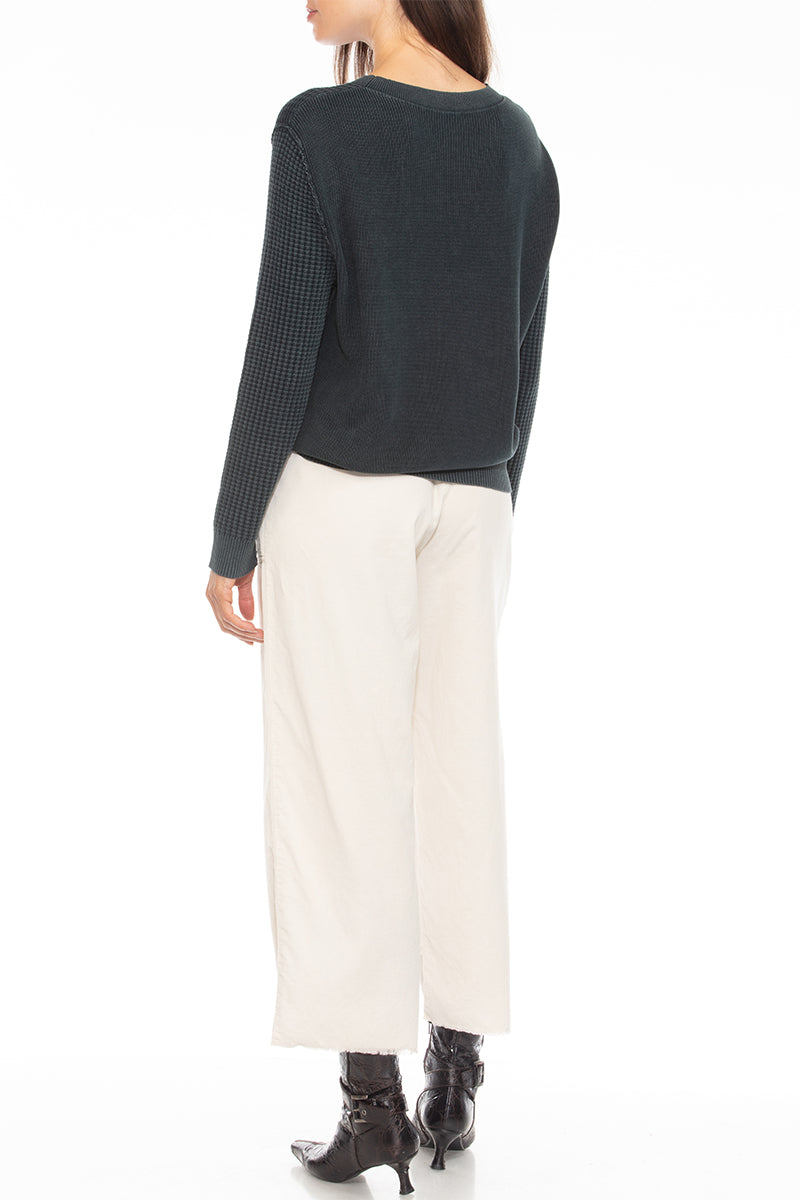 COTTON VINTAGE SWEATER MIXED STITCH SEAMED CREW