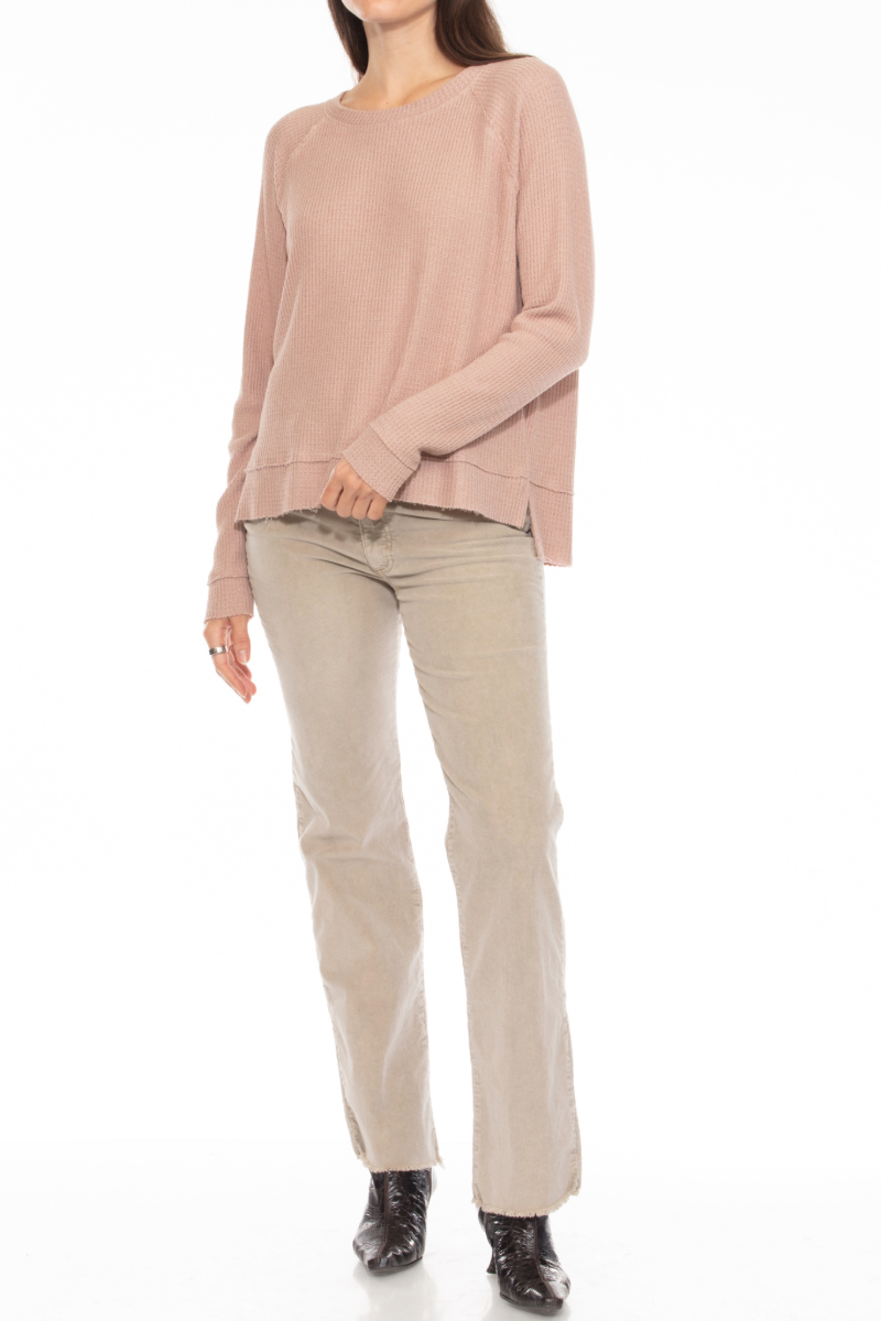 LUSH WAFFLE KNIT &quot;HARLOW&quot; CREW