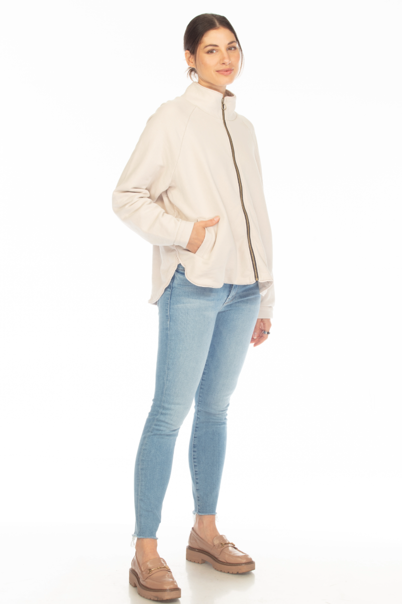 OLLIE VELVET TRIM ZIP JACKET