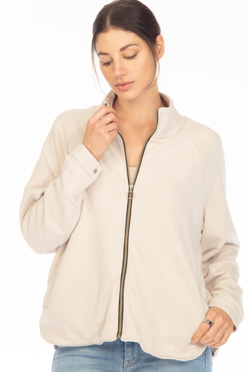 OLLIE VELVET TRIM ZIP JACKET