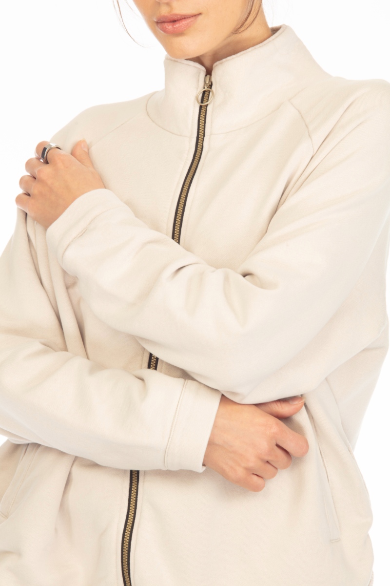 OLLIE VELVET TRIM ZIP JACKET