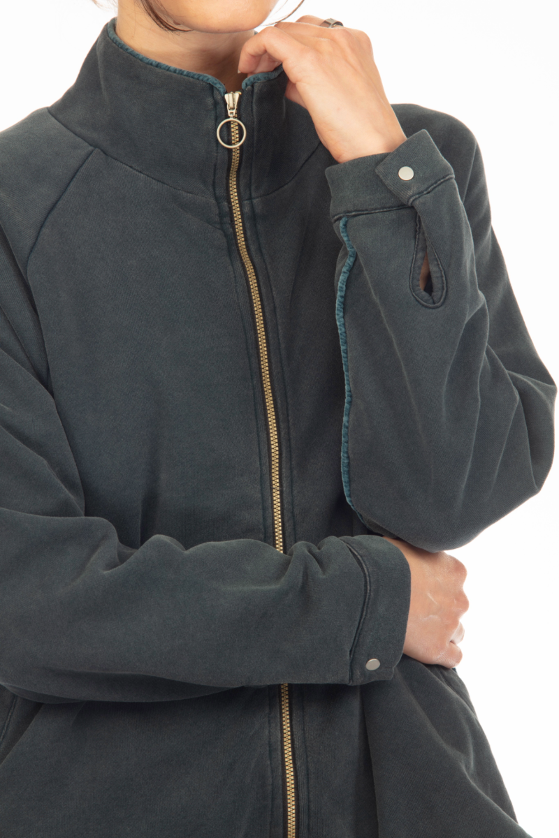 OLLIE VELVET TRIM ZIP JACKET