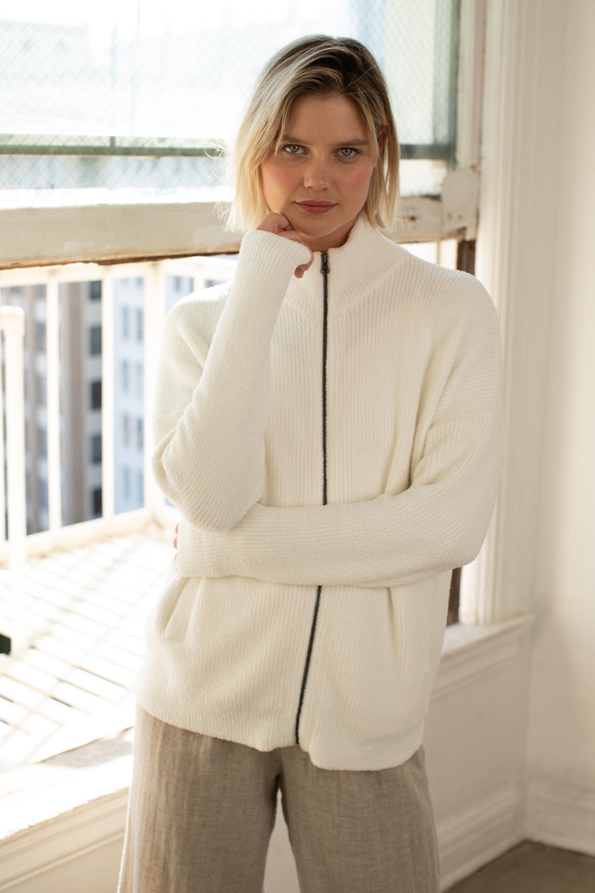 RIBBED SWEATER JACKET