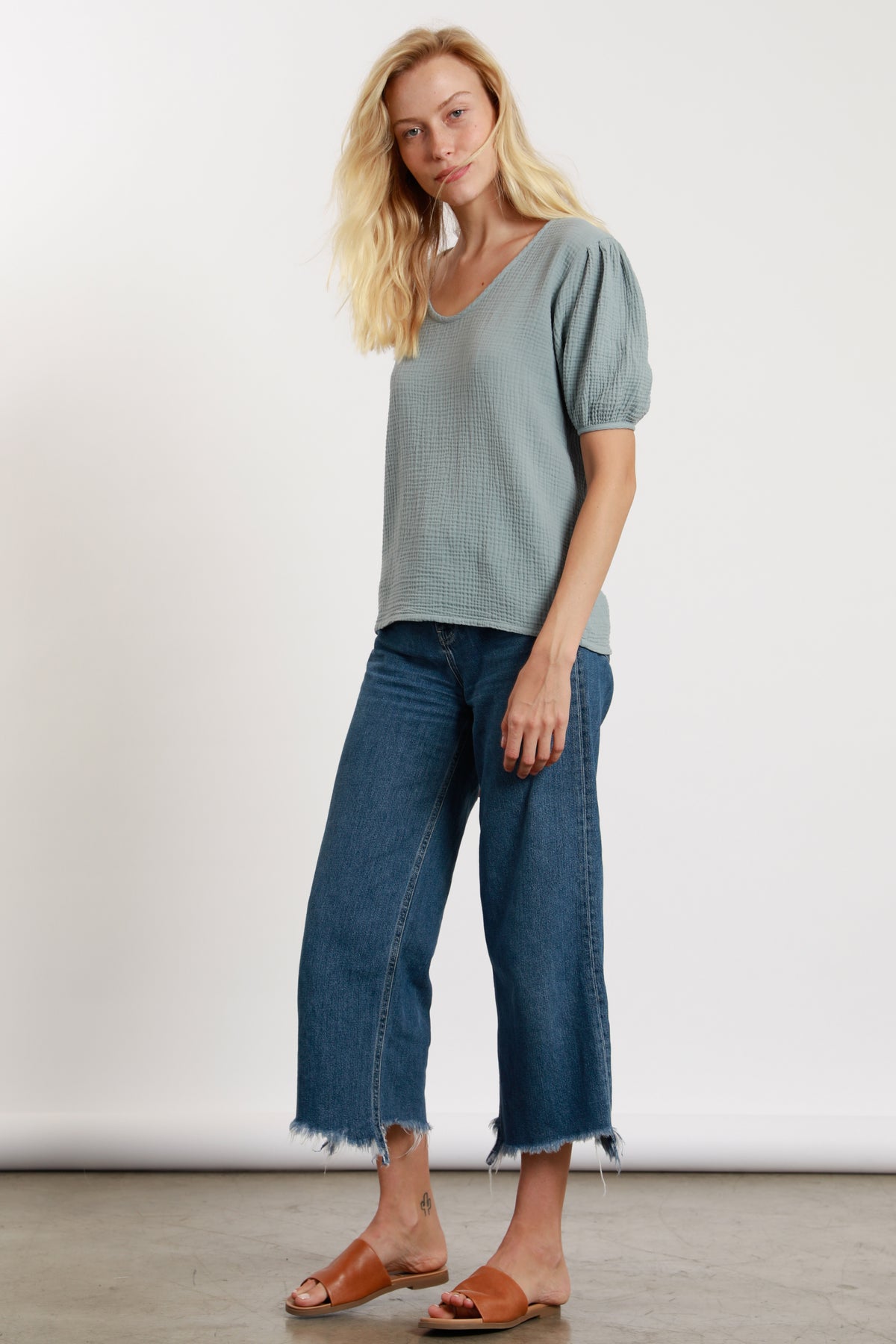 Gauze Scoop Top