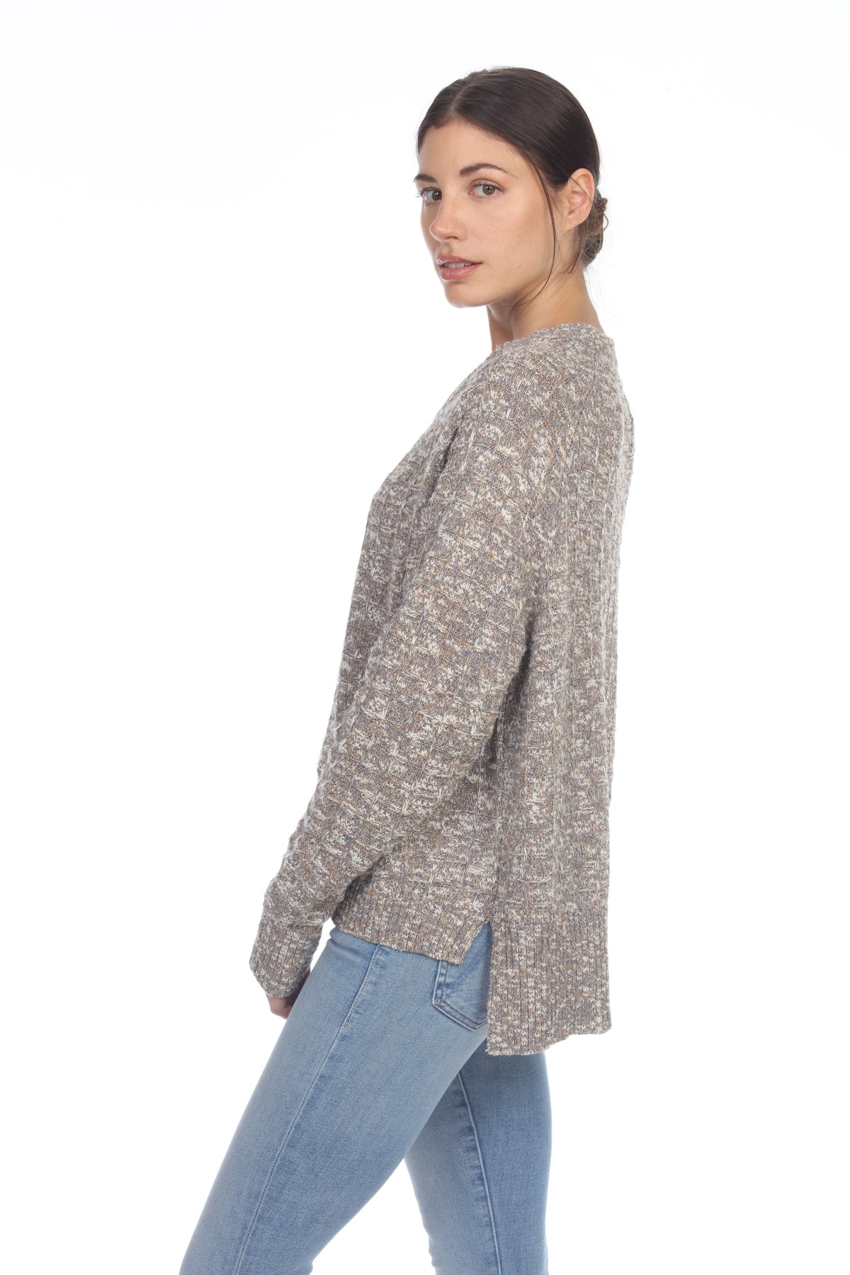 CREW NECK HI-LO PULLOVER
