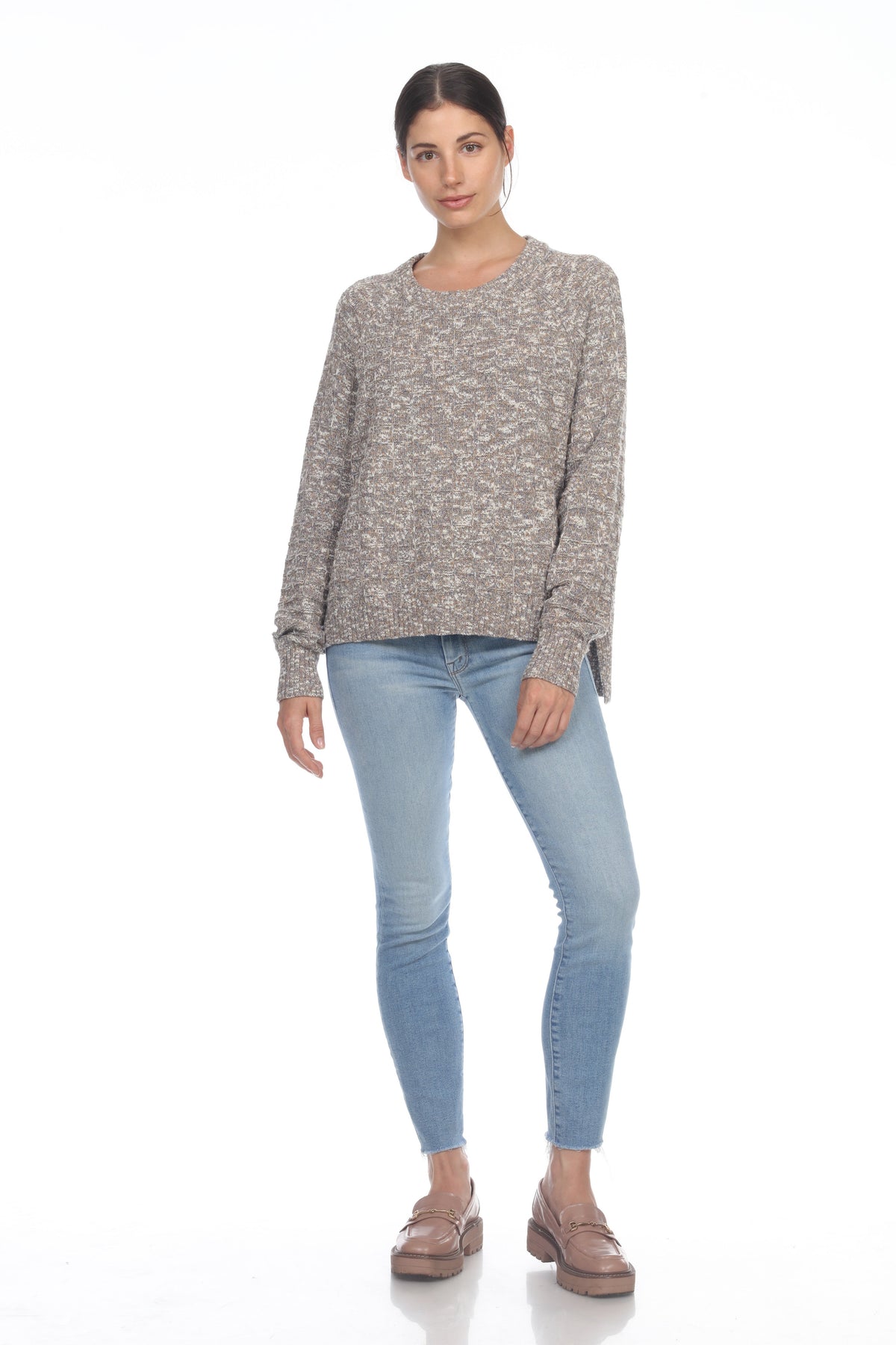CREW NECK HI-LO PULLOVER