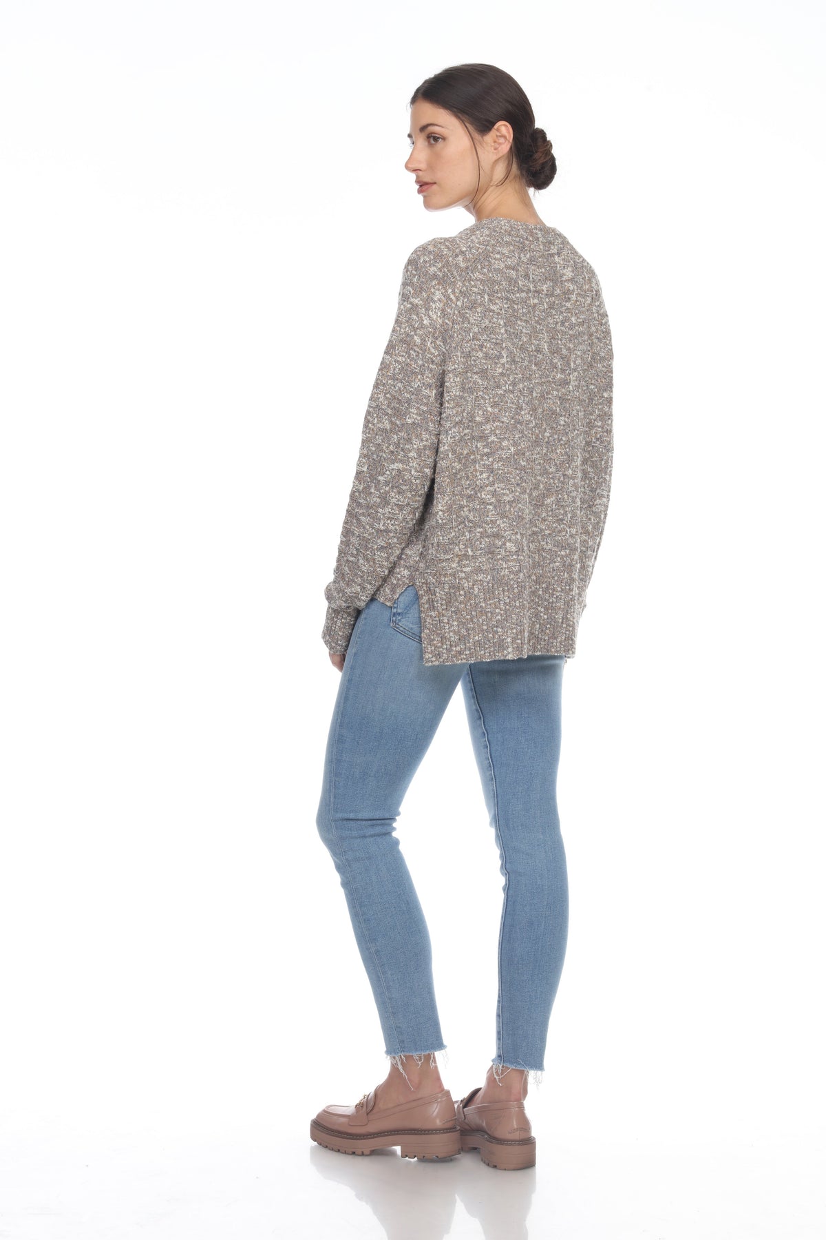 CREW NECK HI-LO PULLOVER