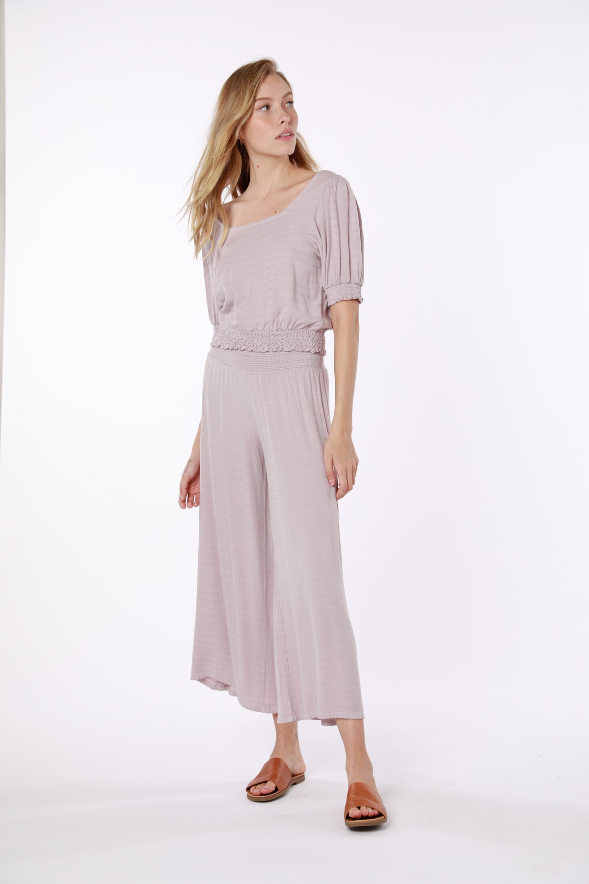 Smocked Square Neck