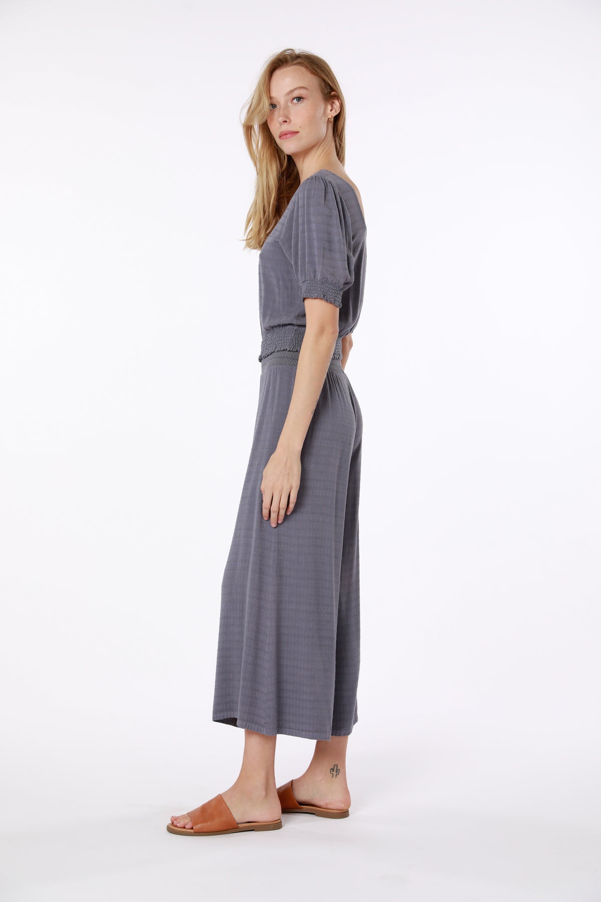Smocked Square Neck