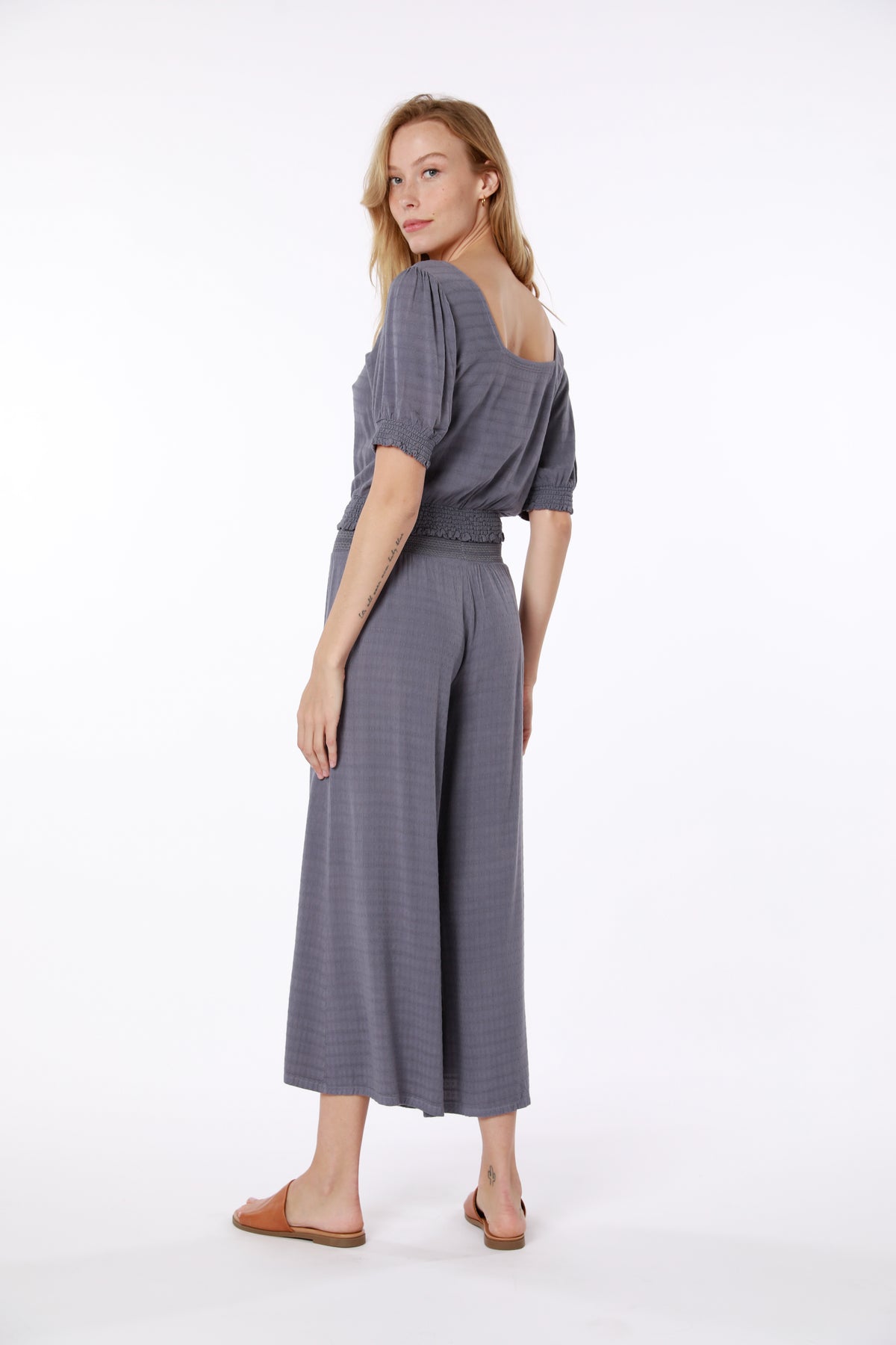 Smocked Square Neck