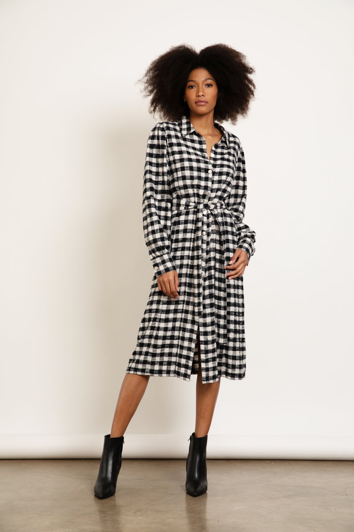 SEAMED BUTTON UP DRESS