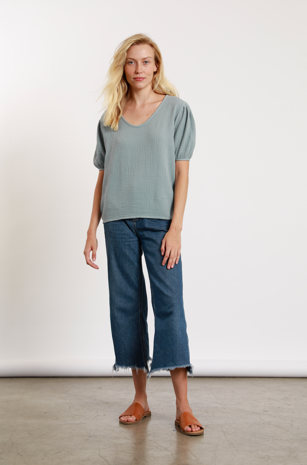 Gauze Scoop Top